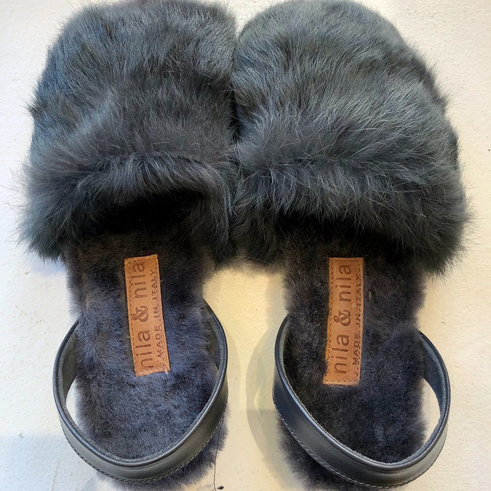 Nila & Nila Fur Sandals with Slingback